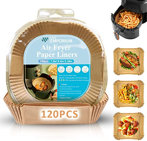 ONE Emporium Air Fryer Liners – Reusable Greaseproof Parchment Paper Trays, Non-Stick Baking Sheets for Ninja, Tower, Cosori & More – Pack of 120, 16cm
