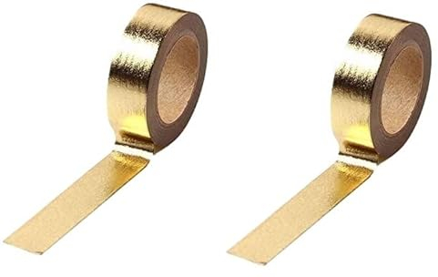 Syntego 2 Rouleaux de Ruban adhésif Washi en Aluminium pour Fournitures Artisanales, Scrapbooking, Bricolage, Feuille décorative, 5/8 x 393 - 15 mm x 10 m (Or)