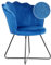 Sessel Muschel-Design Samt blau rund mit schwarzem Metallgestell Retro Lovelock
