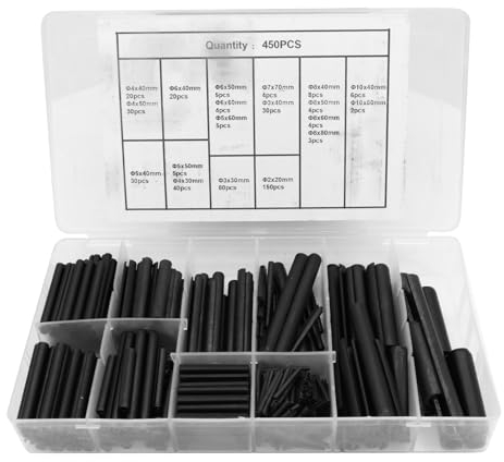 Yuhtech 450 Pièces de Goupilles Fendues, Assortiment de Goupilles Creuses Tailles ø 2,0-10 mm, Goupilles Creuses Circlip, Assemblage de Ferrures Métalliques