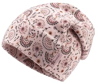 Sterntaler Beanie Bedruckt mit Blumen für Mädchen - Baby und Kinder Mütze für Herbst und Winter - aus Sweat-Stoff - mattrosa, 53