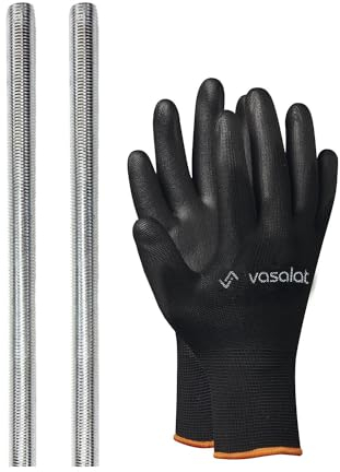 vasalat Asta filettata M16, 1000 mm, zincata, classe di resistenza 8.8, asta filettata con filettatura esterna DIN 976, asta in metallo di alta qualità con filettatura, 2 pezzi