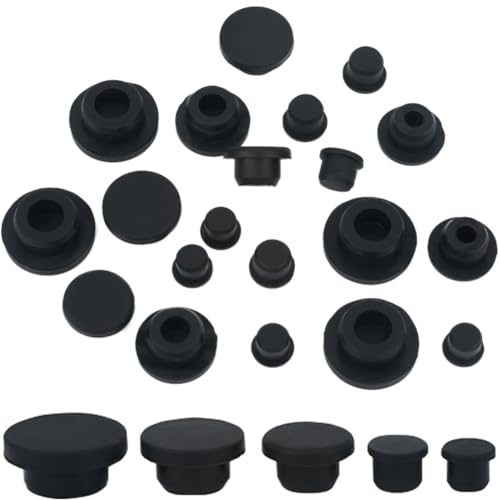 GORGECRAFT 20PCS 12/14/17/20/24mm Inner Diameter Silicone Salt and Pepper Shaker Stoppers Reusable Black Replacement End Plug Insert Bottle Inner Plugs for Cosmetic Glass Bottle Pipes