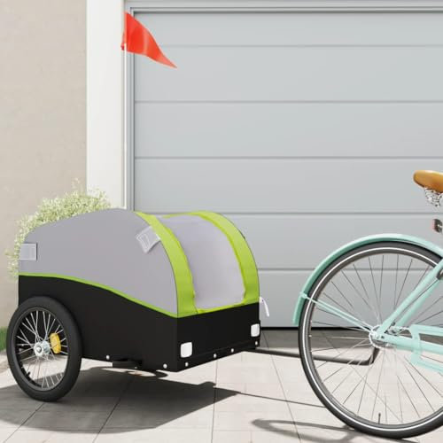 AUVYI Anhänger Fahrrad-Lastenanhänger aus Eisen Vielseitige Fahrradanhänger Modern Möbelbau für den Transport Schwerer Güter Praktisches Robuste und Langlebige Schwarz und Grün 126x63x63 cm