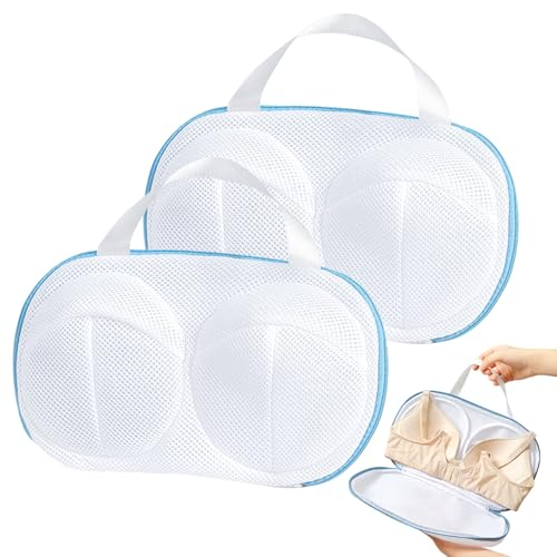 Set di 2 Salva Proteggi Porta Reggiseno per Lavatrice, Borsa per la Biancheria Del Reggiseno, Grande Sacchetto Riutilizzabile per Lavatrice per Lavatrice, Biancheria Intima, Reggiseni, Calze (blu)