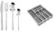 Russell Hobbs RH00023 Vienna 24 Piece Cutlery Set - Stainless Steel Flatware & Addis Premium Soft touch 6 Compartment Cutlery Drawer Organiser Tray, White and Grey 6 Sections