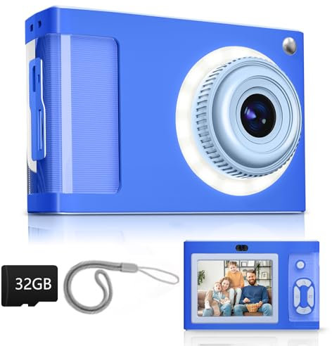 Digital Camera,ARNSSIEN 1080P Vintage Kids Digital Camera,with 2.4”Screen and 16 LED Filling Lights,Birthday Festival Present for Teens, Students, Beginners,Y2