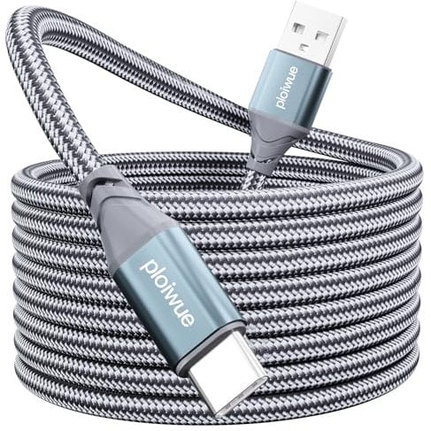 USB C Cable 7 M, USB A to USB C Fast Charger Cable Nylon Braided USB Type C Charging Cable Compatible for Samsung Galaxy S20 S10 S9 S8,PS5 Controller, Switch,P20 P10, Xperia, LG (grey)