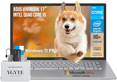 ASUS Vivobook 17 Inch Laptop Computer, 17.3 Laptop i5 HD+, Intel Core i5 Laptop with Microsoft Office Included Lifetime, 36GB RAM 1TB SSD+1TB HDD|Windows 11 Pro Laptop|10-Key Numeric Keypad HDMI USB-C
