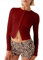 YILEEGOO Women's Wine Red Crop Top, Long Sleeve, Slim Fit, Button Front, Solid Color, Summer & Autumn, Size M
