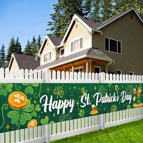 Irisches Festival Hintergrund Banner, 118''x19.6'' St. Patrick's Day Hintergrund Banner St. Patrick's Day Yard Banner St. Patrick's Fence Banner für Saint Patrick's Day Party Dekorationen