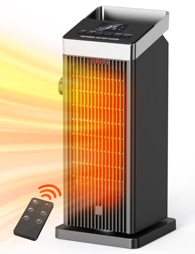 QEXREED Stufetta Elettrica Basso Consumo, 2000W, PTC Termoventilatore con ECO Modalità, 90°Oscillazione, 4 Modalità, 24H Timer, Regolazione del vento, Protezione Multipla, Telecomando, Casa, Ufficio