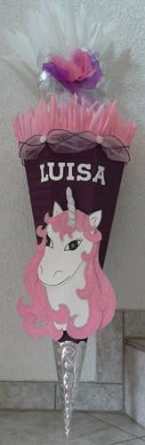 Schultüten Bastelset Einhorn2 mit Organza lila-rosa-weiß MaterialType 3D Wellpappe-Rohling