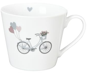 Krasilnikoff - Tasse - Happy Cup -HC1266 - Bike with balloons - Tasse aus Porzellan mit Henkel - Fahrrad mit Luftballons