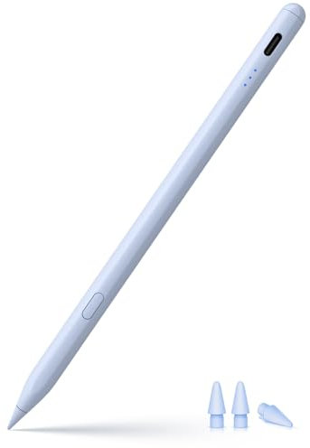 Stylet pour Apple iPad 2018-2025, Stylet de Recharge Rapide avec Rejet de Paume, Détection d'Inclinaison,Compatible iPad 11/10/9/8/7/6, iPad Mini 7/6/5, iPad Air M2/5/4/3, iPad Pro M4 13/12,9''/11''