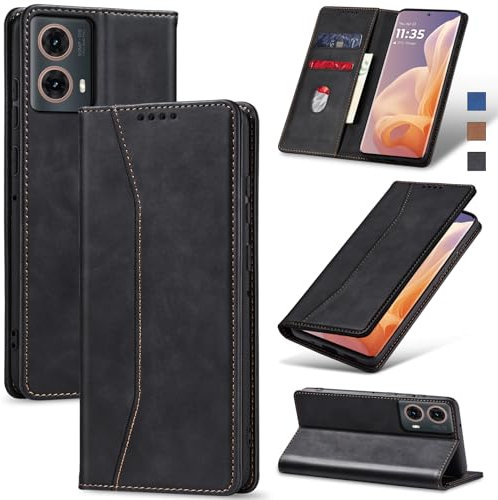 Jasonyu Funda para Motorola Moto G85,Cuero PU Carcasa,Tipo Libro Flip Case con Tarjetas y Cartera,Soporte Plegable,Cierre magnético,Capa (Negro)
