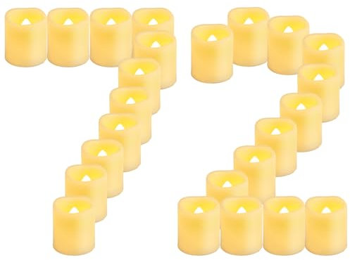 CANDLE IDEA 72 Stück batteriebetriebene flackernde LED-Teelichter, flammenlose elektrische künstliche Votivkerzen für Hochzeit, Festival, Party, Halloween und Weihnachtsdekoration (warmweiß)