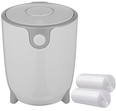 Siocok Mini Countertop Trash Can with 2 Rolls of Trash Bags, Waste Can with Press Type Lid, 0.4 Gallon Small Table Round Wastebasket for Office, Home, Car, Coffee Table, Bathroom Vanity Top