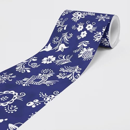 Frise autocollante - Frise murale décorative pour murs, meubles, plafonds, papiers peints, portes - Motif blanc - 5 x 0,15 m par rouleau