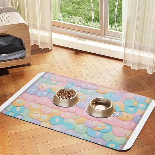 Unregelmäßige bunte Puzzle-Füttermatte, wasserdicht und rutschfest, für Hunde und Katzen, keine Flecken, schnell trocknend, Wasserspendermatte für Hunde