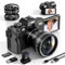 NBD Cámara digital 4K 48MP, Zoom 16X, Vídeo 4K/60fps + 1080P/120fps, Pantalla IPS 3 180°, WiFi + Lente Gran Angular/Macro + Tarjeta 32GB + 2 BateríasNBD-S100P-WM-BK-EU-2505