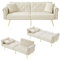 Lontl Schlafsofa 2 Sitzer mit Schlaffunktion – Verstellbares Sofa aus Samt, Schlafcouch klappbar & platzsparend, kleines Sofa für Wohnzimmer & Gästezimmer (Beige 2-Sitzer-Schlafsofa)