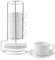 Set di 4 tazze da caffè in porcellana, in ceramica, con piattino, supporto in metallo, per bevande caffè, latte americano