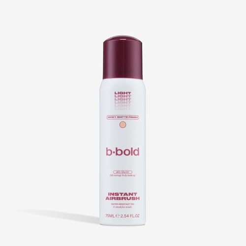 B·BOLD Instant Airbrush Body Makeup 75ml – Water-Resistant, Quick-Drying and Streak-Free | Dermatologically Approved and Suitable for Sensitive Skin (light)