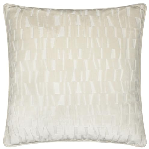 Paoletti Manhattan Cushion Cover – Elegant Geometric Textured Velvet Decorative Case (Ivory - 50x50cm)