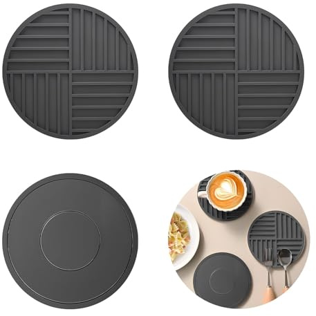 2pcs Silicone Trivet Mats 16cm/6.3inch Dia Round Non-Slip Silicone Pot Holders for Hot Pots and Pans, Heat Resistant Hot Pads for Kitchen Hot Dishes Table Countertops