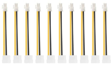 Alide 10PCS P4 ATX To LP4, 4 Pin Molex Male To 4 Pin ATX Motherboard Female, PC CPU Power Supply Extension Cable Adapter