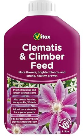 Vitax Clematis Liquid Feed 1 Litre | Premium Plant Food for Vibrant Blooms on Clematis, Jasmine, Honeysuckle & Wisteria