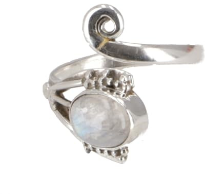 Filigraner Silberring mit Edelstein, indischer Sonne/Mond Ring, Mondstein