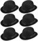 6 x Black Bowler Hats – Adults Fancy Dress Costume Accessories – Classic 1920s Hat for Men & Women – Soft Felt with Satin Band – Twenties, Dance, Victorian & Theatre Props – Unisex One Size Fits Most