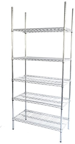 IQE-Storage Chromregal 460-G5X, extrem robustes Regal mit 5 Regalböden, LxTxH: 91 x 46 x 188 cm, Tragkraft: 1250 kg, 5 Etagen, Verchromt/Silber