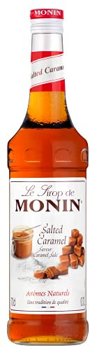 MONIN - Sirop Saveur Caramel Salé - Pour Café, Chocolat Chaud, Capuccino ou Latte - Arômes Naturels - Bouteille en Verre - 70 cl
