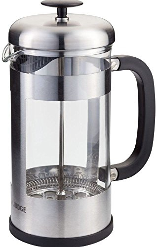 Judge Glass Cafetiere, 8 Cup Coffee Maker (1L), Removable Base, Scratch-Resistant, Dishwasher Safe, Suitable for Filter Coffee or Loose Tea, Stainless Steel