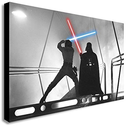 Star Wars Darf Vader – Luke Skywalker Kunstdruck auf Leinwand, gerahmt, fertig zum Aufhängen, A0, 116,8 x 81,3 cm