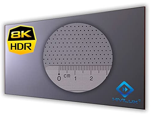 HiViLux® Ultra Thin Zero ALR Akustik RahmenLeinwand Hochkontrast Tuch: HiViGrey Cinema 5D MP HDR Akustisch transparent Micro Perforated Gain=1,25/Randlos/Not for UST (16:9 120Zoll Bild:265x149cm)