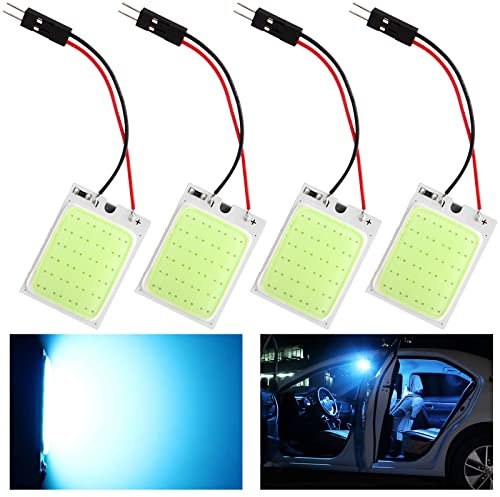 YM E-Bright Ampoule LED pour panneau dôme, éclairage intérieur LED pour camions, Super Ice Blue COB 24-SMD Auto Car Dome Map Reading Toit Plafond avec adaptateur BA9S T10 Festoon DC-12V Lot de 4