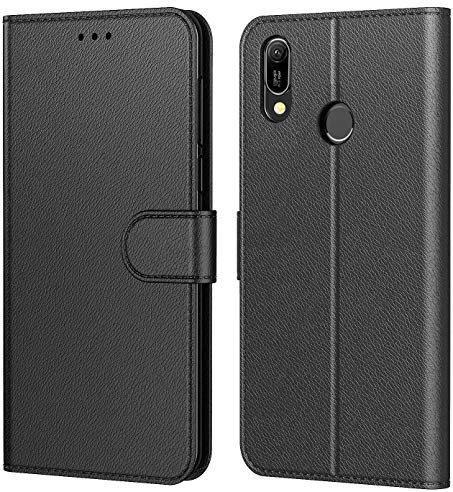 Tenphone Etui Coque pour Huawei Honor 8A, Protection Etui Housse en Cuir Portefeuille Livre,[Emplacements Cartes],[Fonction Support],[Languette Magnétique] pour (Honor 8A (6,10), Noir)