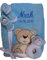 Wuff-Dogsworld Babydecke mit Namen Bestickt Babysocken Babyrassel Greifling Baby Geschenk Geburt Taufe (hellblau Bär)