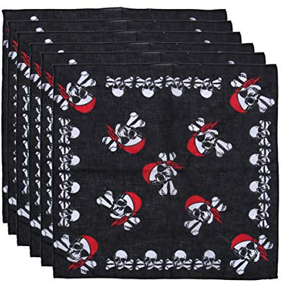 NUOBESTY Halloween-Taschentuch weiches bequemes Piraten-Kopftuch Bandana-Taschentuch für Jungen-Erwachsene scherzt 6pcs