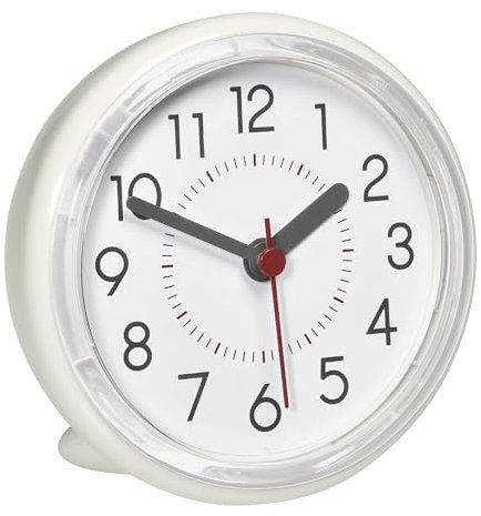 TFA Dostmann Orologio bagno da parete, 60.3055.02, impermeabile, piccollo, alogico da bagno, montaggio senza viti, 115 x 65 x 140 mm, bianco crema