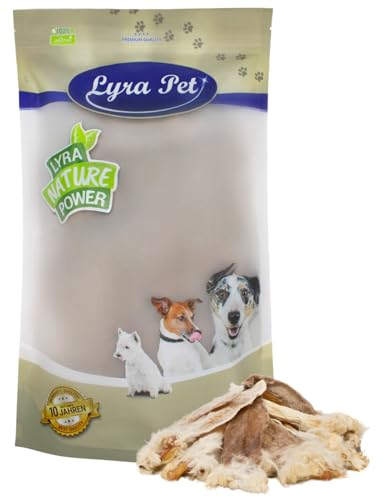 Lyra Pet® 10 kg Kaninchenohren mit Fell | Naturbelassener Kausnack | Proteinreiches Leckerli für Hunde | Gut verträglich & darmreinigend | Nährstoffreicher Kaugenuss | Schonend getrocknet