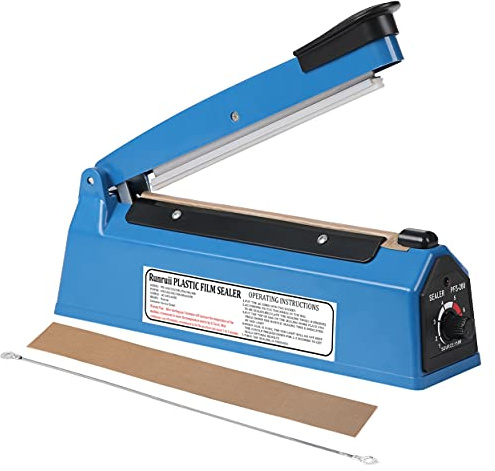 Impulse Heat Sealer Manual Bags Sealer Heat Sealing Machine 12 Inch Impulse Sealer Machine for Plastic Bags PE PP Bags with Extra Replace Element Grip