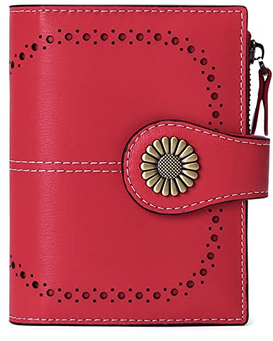 Sendefn Petit portefeuille en cuir véritable avec blocage RFID - 16 emplacements pour cartes - pour femme, S, Classique