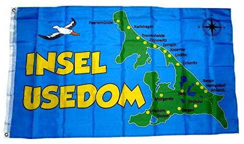 Fahne/Flagge Insel Usedom Karte 90 x 150 cm