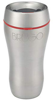 BruGo Leak Proof Travel Mug with Built-in Temperature Control Chamber. Double-Wall Insulated Travel Cup - Perfect for Tea & Coffee Lovers - Retro Colour (SS - Inspire Red)