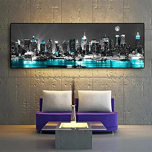 DIY 5D Diamond Painting Kit Vollbohrer New York Schwarz-Weiß-Stadt,Diamant Gemälde Malen nach Zahlen Große Kreuzstich Mosaik Bilder Art Crafts für Home Wand Decor Square Drill_(50x100cm,20x40inch)